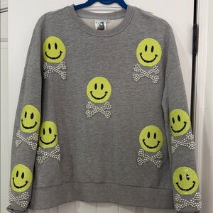 QUEEN OF SPARKLES Heather Gray Sweatshirt with Pearl Detail